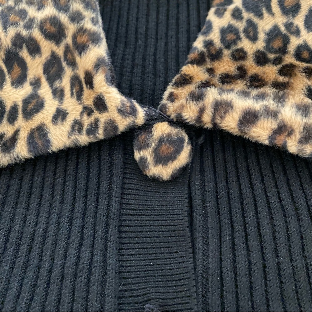 Cache Black Sweater With Leopard Print Accents - image 7